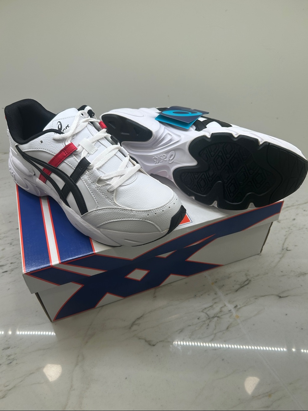 Asics White Black Red Retro Trainer